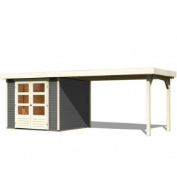 Abri Askola 3,5 en bois gris 19mm avec grand appentis WoodFeeling