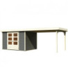 Abri Askola 5 en bois gris 19mm avec grand appentis - WoodFeeling