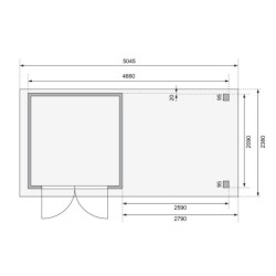 Abri Askola 2 en bois brut 19mm avec grand appentis et paroi - WoodFeeling