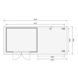Abri Askola 4 en bois brut 19mm avec grand appentis et paroi - WoodFeeling
