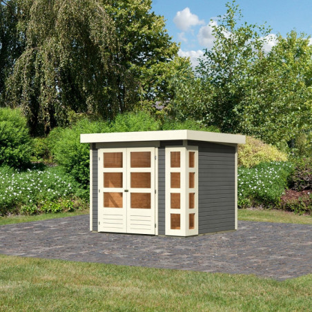 Abri de jardin Kerko 3 5,25m² en bois gris terre 19mm - WoodFeeling