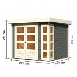 Abri de jardin Kerko 3 5,25m² en bois gris terre 19mm - WoodFeeling
