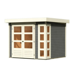 Abri de jardin Kerko 3 5,25m² en bois gris terre 19mm - WoodFeeling