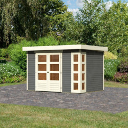 Abri de jardin Kerko 4 6,55m² en bois gris 19mm - WoodFeeling