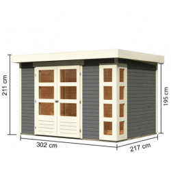 Abri de jardin Kerko 4 6,55m² en bois gris 19mm - WoodFeeling