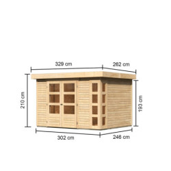 Abri de jardin Kerko 5 7,43m² en bois brut 19mm - WoodFeeling