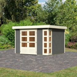 Abri de jardin Kerko 5 7,43m² en bois gris 19mm - WoodFeeling