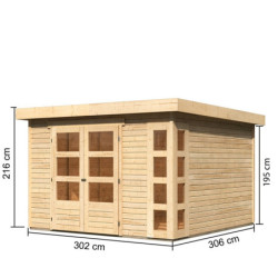Abri de jardin Kerko 6 9,24m² en bois brut 19mm - WoodFeeling