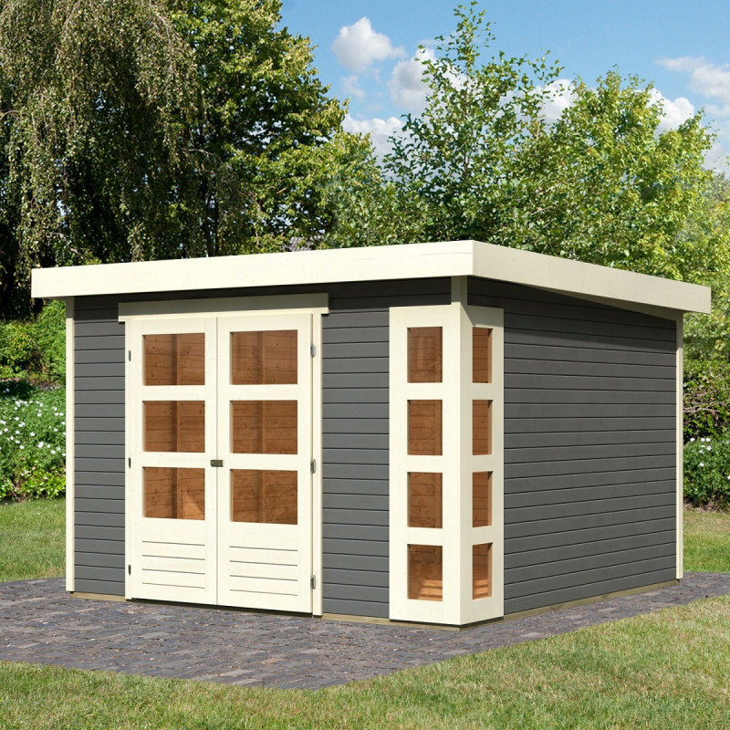 Abri de jardin Kerko 6 9,24m² en bois gris 19mm - WoodFeeling