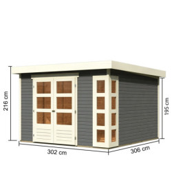 Abri de jardin Kerko 6 9,24m² en bois gris 19mm - WoodFeeling