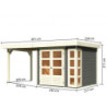 Abri de jardin Kerko 3 en bois gris 19mm avec appentis - WoodFeeling