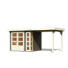 Abri de jardin Kerko 3 en bois gris 19mm avec appentis - WoodFeeling