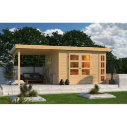 Abri de jardin Kerko 6 en bois brut 19mm avec appentis - WoodFeeling