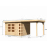 Abri de jardin Kerko 6 en bois brut 19mm avec appentis - WoodFeeling