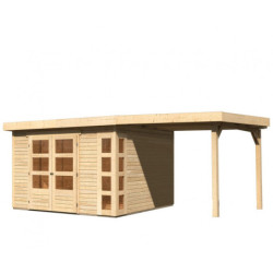 Abri de jardin Kerko 6 en bois brut 19mm avec appentis - WoodFeeling