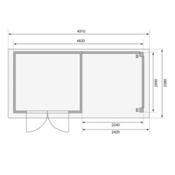 Abri Kerko 3 en bois brut 19mm avec appentis et paroi - WoodFeeling