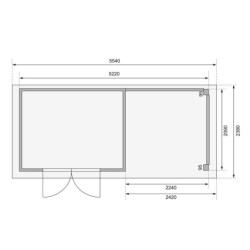 Abri Kerko 4 en bois brut 19mm avec appentis et paroi - WoodFeeling