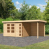 Abri Kerko 5 en bois brut 19mm avec appentis et paroi - WoodFeeling