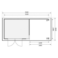 Abri Kerko 5 en bois brut 19mm avec appentis et paroi - WoodFeeling