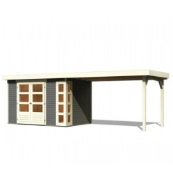 Abri Kerko 4 en bois gris 19mm avec grand appentis - WoodFeeling