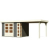 Abri Kerko 5 en bois gris 19mm avec grand appentis - WoodFeeling