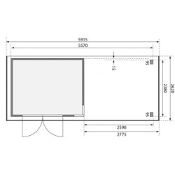 Abri Kerko 5 en bois gris 19mm avec grand appentis - WoodFeeling