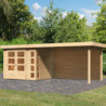Abri Kerko 3 en bois brut 19mm avec grand appentis et paroi WoodFeeling