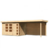 Abri Kerko 4 en bois brut 19mm avec grand appentis et paroi WoodFeeling