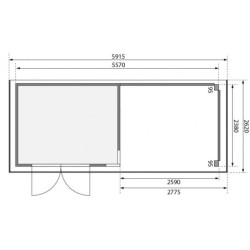 Abri Kerko 5 en bois 19mm avec grand appentis+paroi WoodFeeling