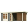 Abri Kerko 5 en bois gris 19mm+grand appentis+paroi WoodFeeling