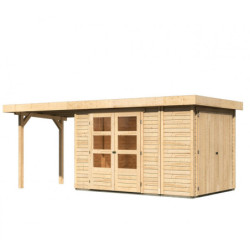 Abri Retola 3 6,92m² en bois brut 19mm et appentis 240cm - WoodFeeling