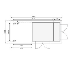 Abri Retola 3 6,92m² en bois brut 19mm et appentis 240cm - WoodFeeling