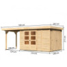 Abri Retola 4 7,85m² en bois brut 19mm et appentis 240cm - WoodFeeling