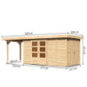 Abri Retola 5 8,18m² en bois brut 19mm et appentis 240cm - WoodFeeling