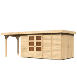 Abri Retola 5 8,18m² en bois brut 19mm et appentis 240cm - WoodFeeling