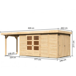 Abri Retola 6 9,27m² en bois 19mm et appentis 240cm - WoodFeeling