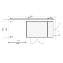 Abri Retola 6 9,27m² en bois 19mm et appentis 240cm - WoodFeeling