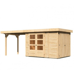 Abri Retola 2 6,25m² en bois brut 19mm et appentis 280cm - WoodFeeling