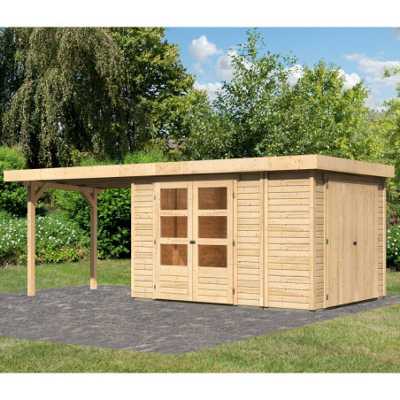 Abri Retola 4 7,85m² en bois 19mm et appentis 280cm - WoodFeeling