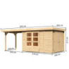 Abri Retola 4 7,85m² en bois 19mm et appentis 280cm - WoodFeeling