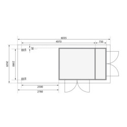 Abri Retola 4 7,85m² en bois 19mm et appentis 280cm - WoodFeeling