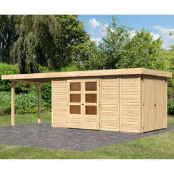Abri Retola 5 8,18m² en bois 19mm et appentis 280cm - WoodFeeling