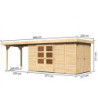 Abri Retola 5 8,18m² en bois 19mm et appentis 280cm - WoodFeeling