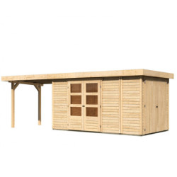 Abri Retola 5 8,18m² en bois 19mm et appentis 280cm - WoodFeeling