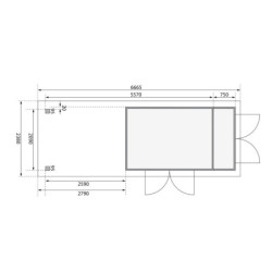 Abri Retola 5 8,18m² en bois 19mm et appentis 280cm - WoodFeeling
