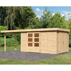 Abri Retola 6 9,27m² en bois 19mm et appentis 280cm - WoodFeeling