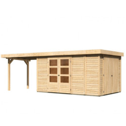Abri Retola 6 9,27m² en bois 19mm et appentis 280cm - WoodFeeling