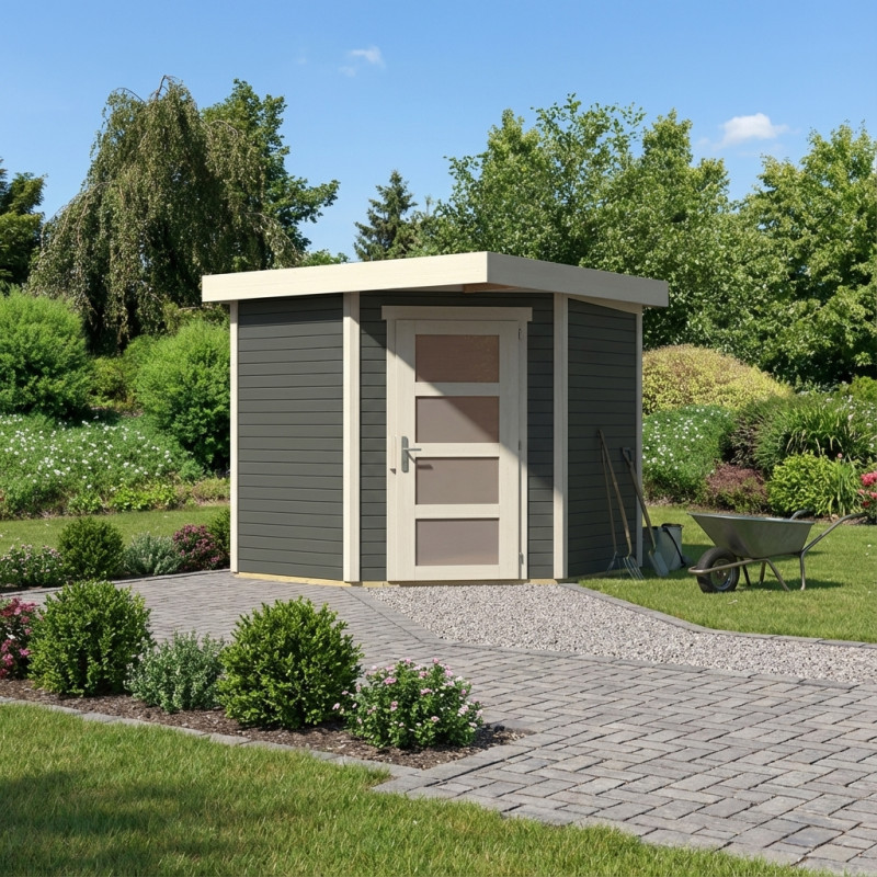 Abri de jardin Schwandorf 3 4,62m² en bois gris 19mm - WoodFeeling