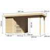Abri Schwandorf 3 4,62m² bois brut 19mm et appentis 240cm WoodFeeling