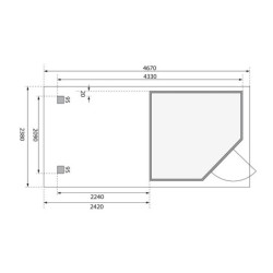 Abri Schwandorf 3 4,62m² bois brut 19mm et appentis 240cm WoodFeeling
